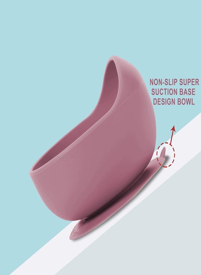 Xacton Baby Feeding Bowl & Spoon I Silicone Unbreakable Non-Slip Suction Base Design I BPA Free, Dishwasher, Freezer & Microwave Safe I Feeding Kit for Infants & Toddler (Wine Red) - Image 3