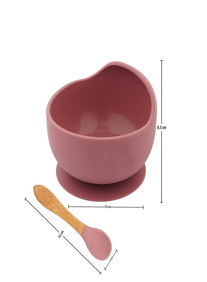 Xacton Baby Feeding Bowl & Spoon I Silicone Unbreakable Non-Slip Suction Base Design I BPA Free, Dishwasher, Freezer & Microwave Safe I Feeding Kit for Infants & Toddler (Wine Red) - Image 2