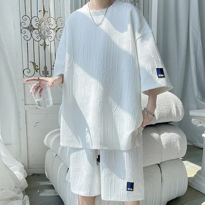 Mens Summer Fashion Sports Suit DHK008 White - Image 1
