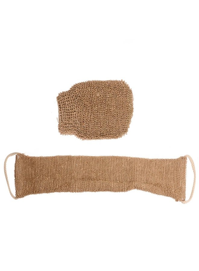 FOMIYES 2pcs Ramie Back Strip Gloves Massage Towels Bath Scrubber for Body Cleaning Scrubber Bath Sponges for Shower Cleaning Towels Deep Clean Body Brush Plant Brown Bath Towel Spa - Image 1