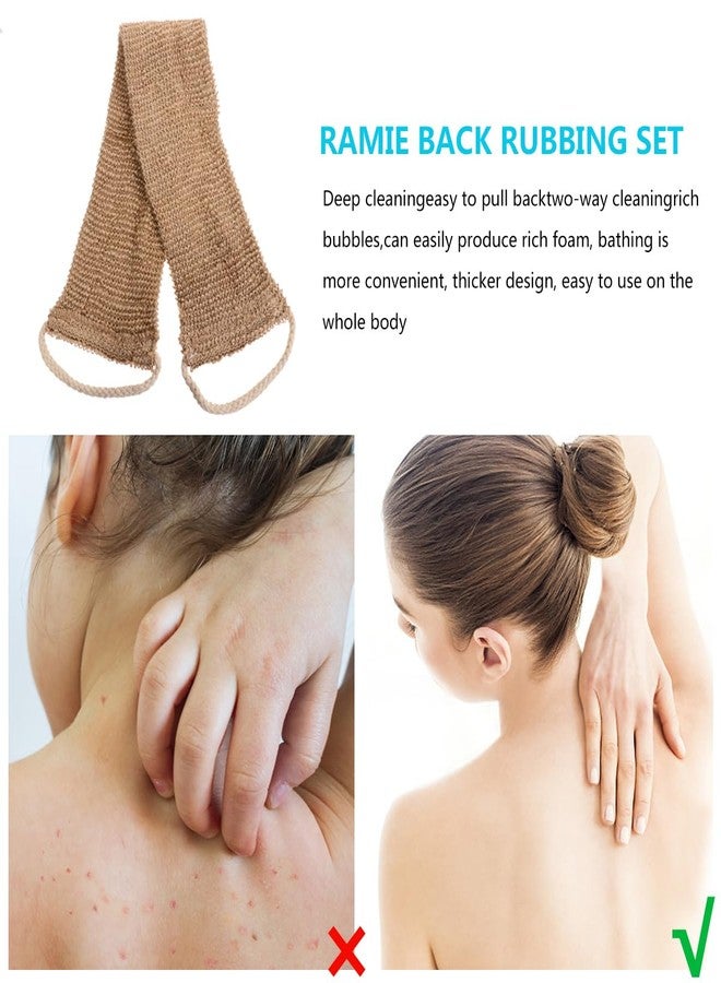 FOMIYES 2pcs Ramie Back Strip Gloves Massage Towels Bath Scrubber for Body Cleaning Scrubber Bath Sponges for Shower Cleaning Towels Deep Clean Body Brush Plant Brown Bath Towel Spa - Image 2