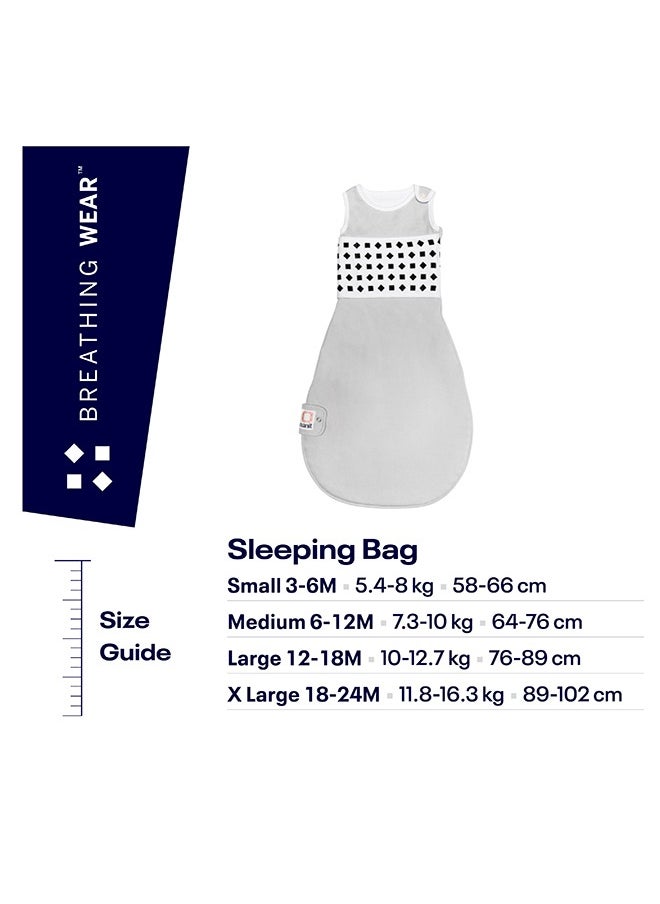 Breathing Wear Sleeping Bag 100% Cotton Baby Sleep Sack Works With Pro Monitor To Track Motion Sensor Free, Real Time Alerts, Size Medium, 6 To 12 Months - Pebble Grey