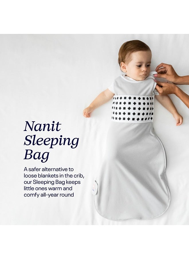 Breathing Wear Sleeping Bag 100% Cotton Baby Sleep Sack Works With Pro Monitor To Track Motion Sensor Free, Real Time Alerts, Size Medium, 6 To 12 Months - Pebble Grey