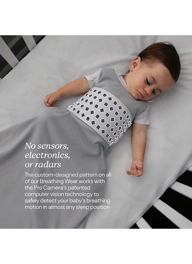 Breathing Wear Sleeping Bag 100% Cotton Baby Sleep Sack Works With Pro Monitor To Track Motion Sensor Free, Real Time Alerts, Size Medium, 6 To 12 Months - Pebble Grey