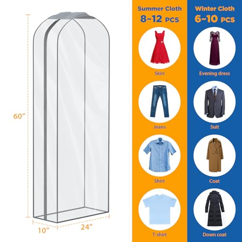 Zilink Breathable Fur Coat Storage Bags 60" Dress Bags for Gowns Long Mink Coat Storage Bag for Hanging Clothes with 10" Gussted Wrinkle Free for Leather Jacket Fur Puffy Dress, Set of 4 - Image 2