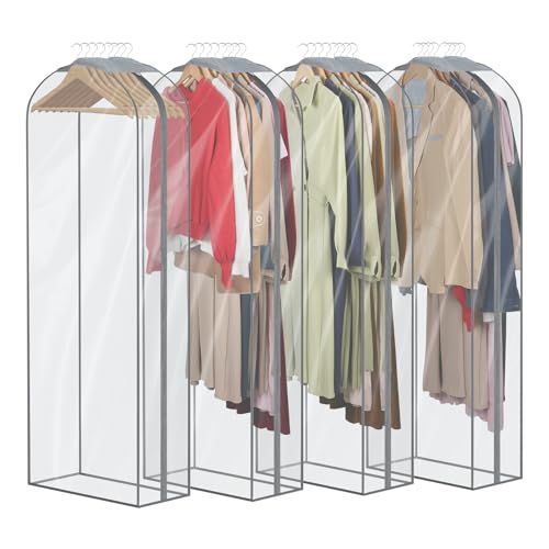 Zilink Breathable Fur Coat Storage Bags 60" Dress Bags for Gowns Long Mink Coat Storage Bag for Hanging Clothes with 10" Gussted Wrinkle Free for Leather Jacket Fur Puffy Dress, Set of 4 - Image 1