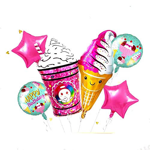 Moira Pack of 7 Ice cream Sweet Theme Foil Balloons Multi Color XL Size For Party Decorations - Image 1