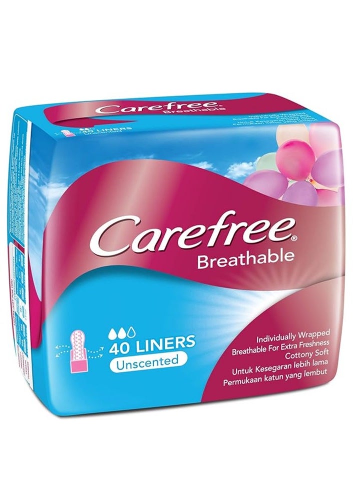 Carefree Breathable Panty Liners,Irritation Free Protection,Cottony Soft,40 Liners  - Image 1