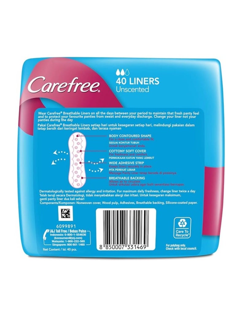 Carefree Breathable Panty Liners,Irritation Free Protection,Cottony Soft,40 Liners  - Image 4