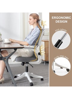 Bluejw Home Office Net Breathable Computer Chair Work Desk Chair Comfort Ergonomic Swivel Computer Gaming Chair, Breathable Mesh Desk Chair, Lumbar Support Task Chair with Wheels and Flip-up Arms  - Image 4