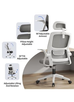 Bluejw Home Office Net Breathable Computer Chair Work Desk Chair Comfort Ergonomic Swivel Computer Gaming Chair, Breathable Mesh Desk Chair, Lumbar Support Task Chair with Wheels and Flip-up Arms  - Image 2