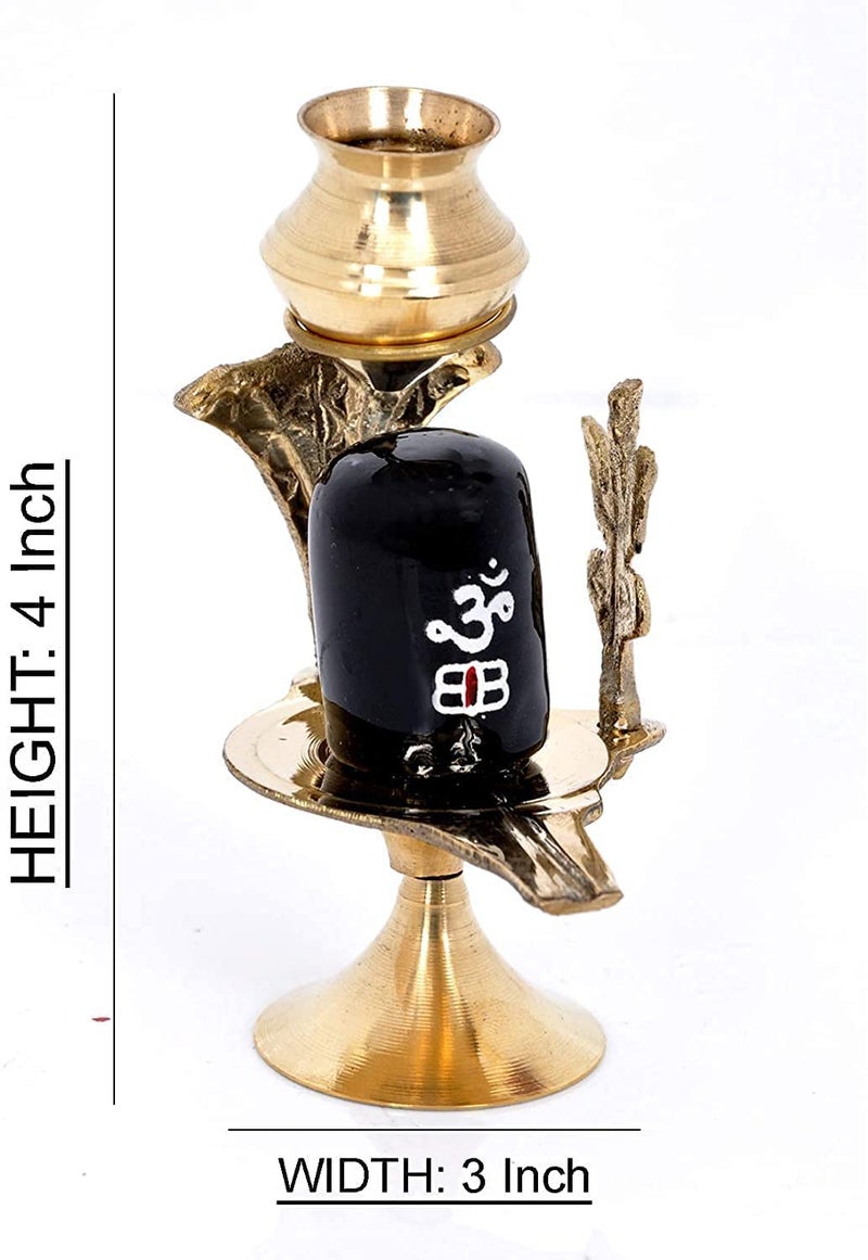 Stotram Brass Lord Shiva Linga Lingam Shivling Statue Shesnag Trishul with Brass Matki for Hindu Festive Pooja Puja Sculpture Items Shivling Showpiece - Image 4