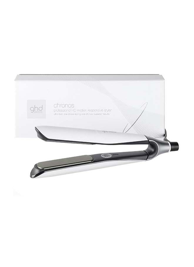ghd Chronos Styler 1" Flat Iron Hair Straightener, 3X Faster HD Motion-Responsive Styler for One Stroke High-Definition Results that Last 24hrs, 85% More Shine, 2X Less Frizz, No Heat Damage - White  - Image 1
