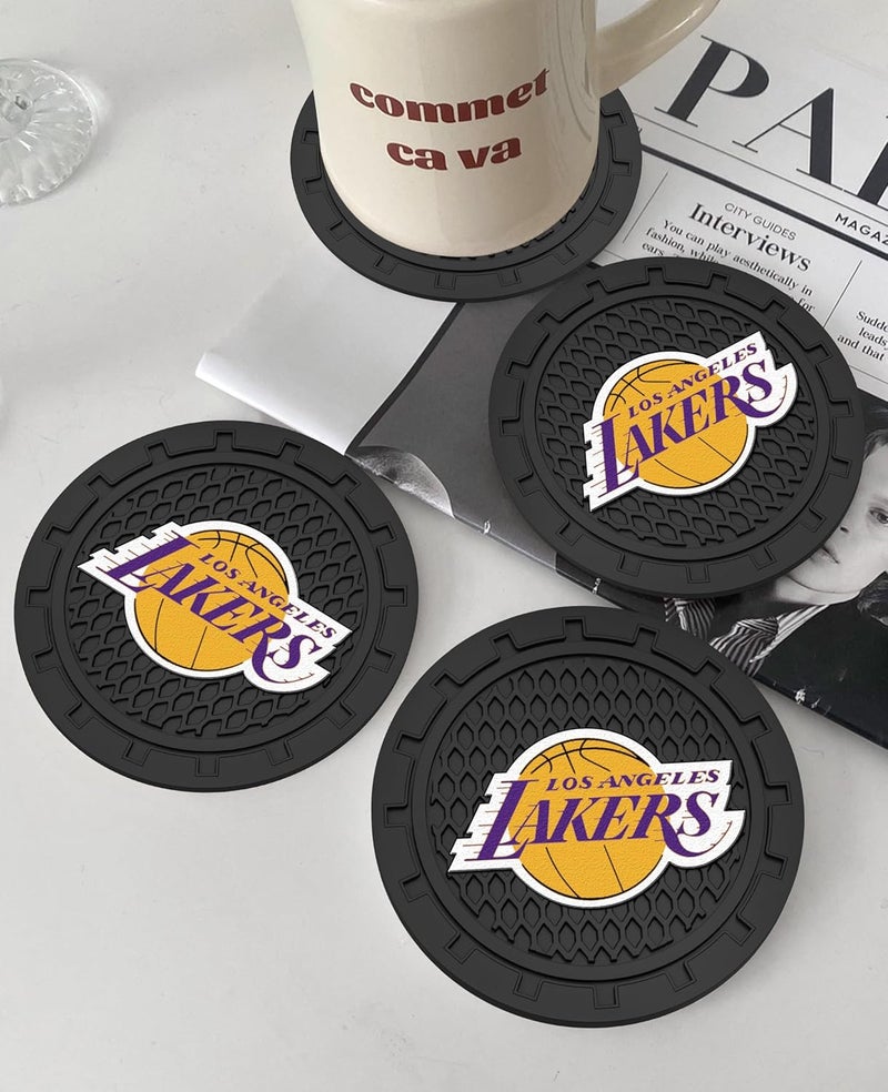 EMIJOY Lakers Car Cup Holder Coasters,LA Lakers Car Cup Coasters for Drink Holder,2pcs Car Cup Holder Insert,Basketball Stuffs for Cars,Anti-Split Dust Proof Car Cup Mat,Silicon Beverage Mat,2.75'' - Image 5
