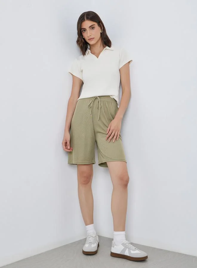 Take Two Take Two Solid Casual Shorts with Drawstring