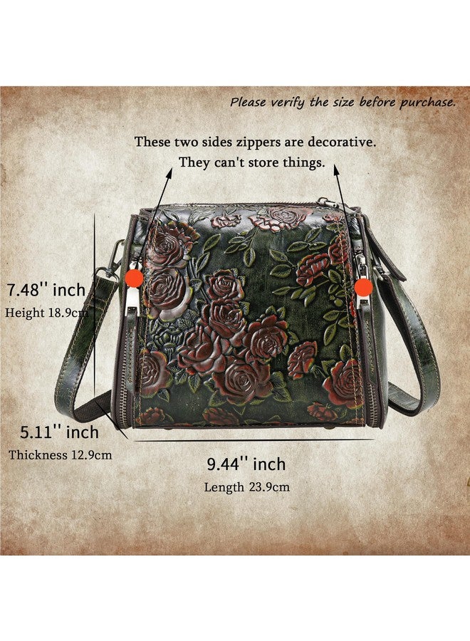 LETEULO Crossbody Bag for Women Leather Top Handle Tote Purses Vintage Satchels Handbag (Rose Green) - Image 1