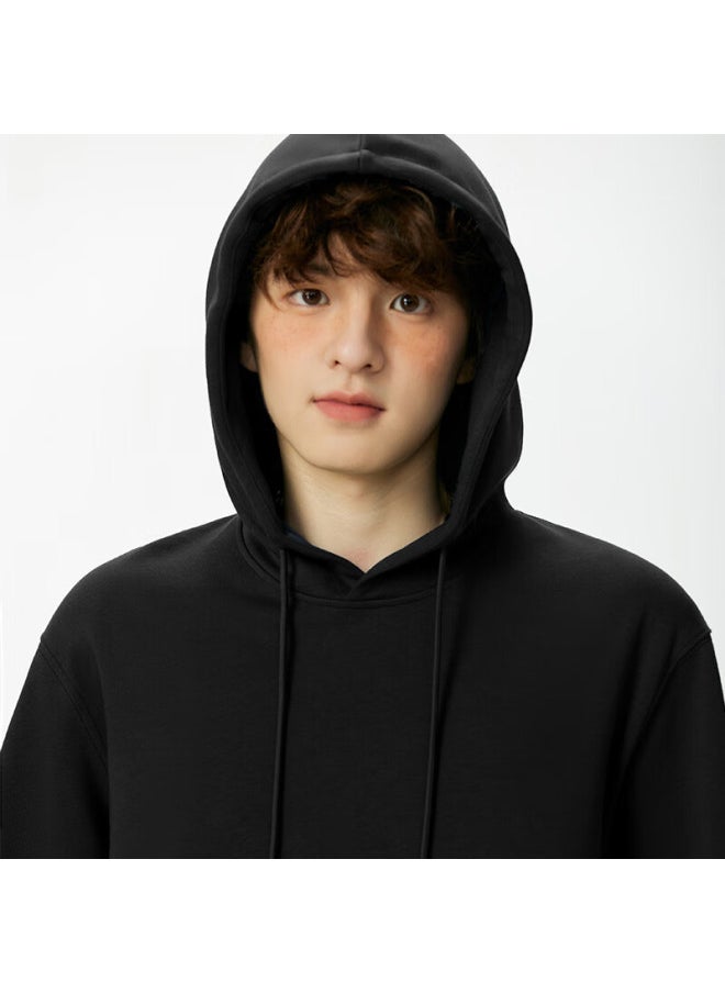 Miniso Miniso Men's Hooded Sweatshirt Heavyweight Loose Autumn And Winter Season Plus Velvet High-end Youth Trend Outerwear Linen Gray 2xl  - Image 2