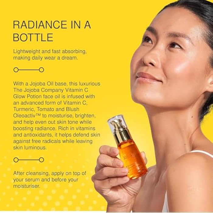 jojoba Vitamin C Facial Oil 30ml – Brightening Glow Elixir with THD Ascorbate, Turmeric & Tomato Oil – Antioxidant-Rich Skin Booster for Radiance, Even Tone & Smooth Texture - Image 4