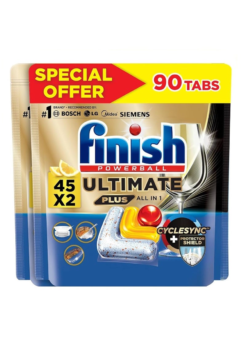 Finish Powerball Ultimate Plus Infinity Shine Dishwasher Detergent Tablets, Lemon Scent, 45 Tablets, 2 Pack of 90 Tablets - pzsku/ZE3BD915B56D206FCE3DBZ/45/_/1736713313/995c6783-fc3f-4636-90a8-9d90ddca5d1a