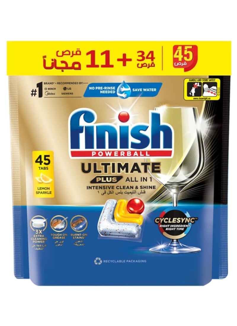 Finish Powerball Ultimate Plus Infinity Shine Dishwasher Detergent Tablets, Lemon Scent, 45 Tablets, 2 Pack of 90 Tablets - pzsku/ZE3BD915B56D206FCE3DBZ/45/_/1736713374/7f82c4a0-6fde-4e8e-bf1a-455c0e4df15a