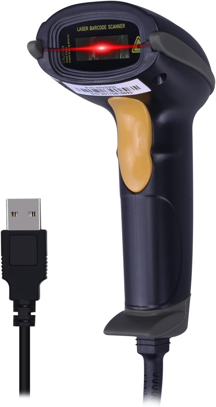 WoneNice USB Laser Barcode Scanner Wired Handheld Bar Code Scanner Reader Black - Image 2