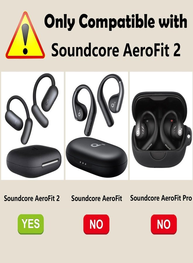 EasyBee [2 Pack] easyBee Case Compatible with Soundcore AeroFit 2 Open-Ear Bluetooth Headphone Charging Cover with 2 Keychain, Soft Liquid Silicone Ultra Thin Shockproof Protective Kit - Black and Blue - Image 2