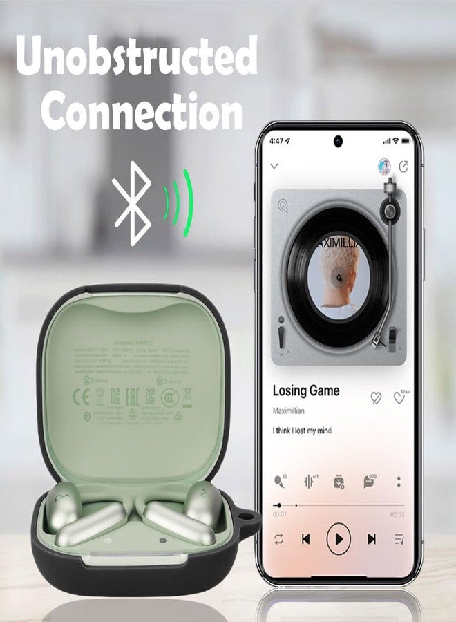 EasyBee [2 Pack] easyBee Case Compatible with Soundcore AeroFit 2 Open-Ear Bluetooth Headphone Charging Cover with 2 Keychain, Soft Liquid Silicone Ultra Thin Shockproof Protective Kit - Black and Blue - Image 3