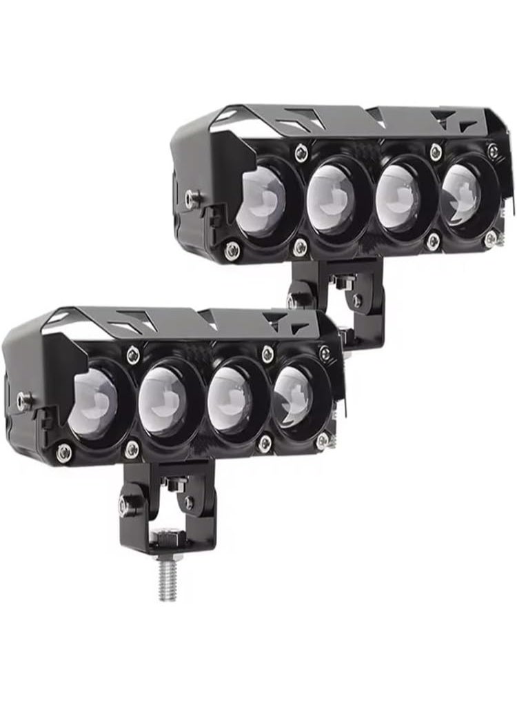 LED Flashlight Lantern Strong & Bright - 4 Lenses Extra Projector, 3 Terminal Wire Yellow & White, Suitable for Cars, Bicycles, Motorcycles, Scooters & Trucks - 2 Pieces - Image 1