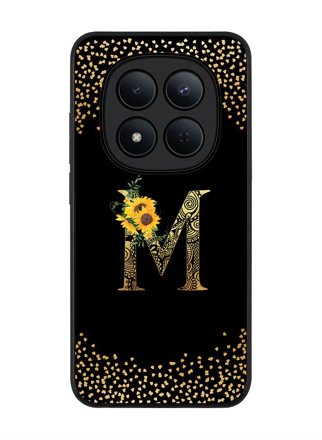 For Xiaomi Redmi Note 15 Pro 5G Case,Slim fit Camera Protection, Shockproof Thin Phone cover  - Custom Floral Monogram - M ( Black )