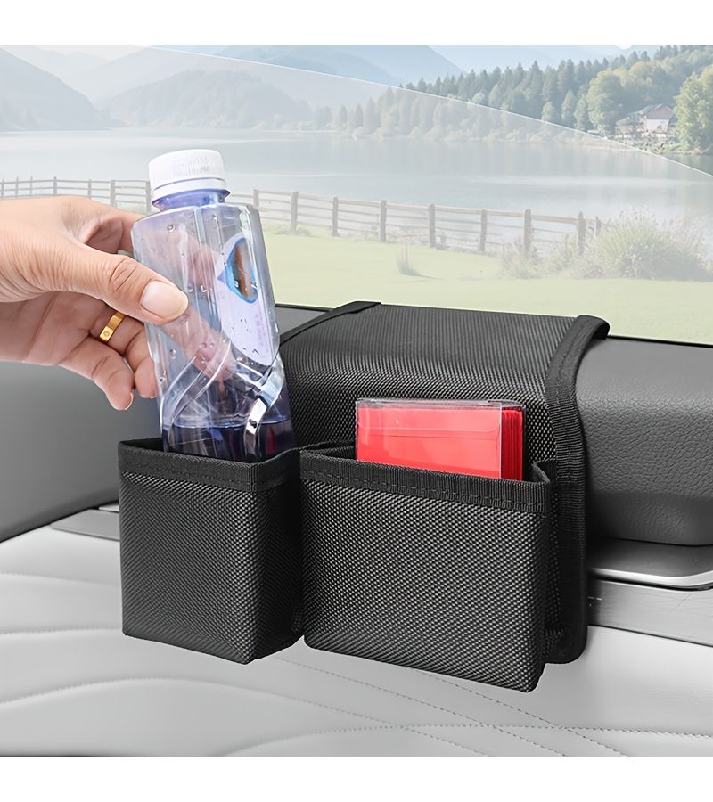 Red Leather Car Storage Box Mobile Phone Key Holder Door Side Organizer - Image 4