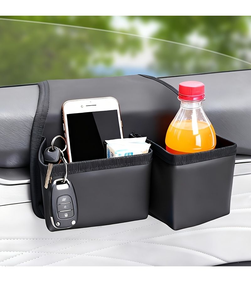 Red Leather Car Storage Box Mobile Phone Key Holder Door Side Organizer - Image 1