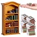 Guiqulai 36 Pcs 112 Scale Miniatures Dollhouse Books and 1 Wooden Bookcase4 Floors Furniture Display Bookshelf Cabinet Mini Assorted BooksDollhouse Decoration Accessories for Home BedroomYellow - Image 2