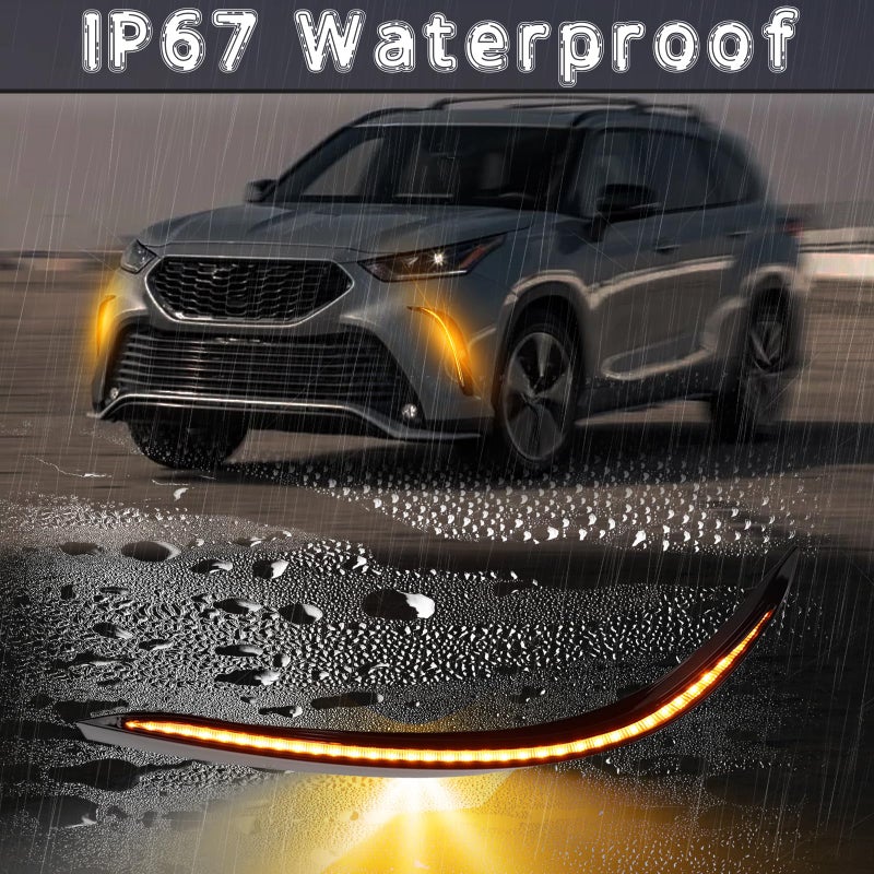 BINQIGOO Switchback LED Front Bumper Fog Light Daytime Running Lamp Dynamic Sequential Turn Signal White/Amber For Toyota Highlander 4TH 2021 2022 2023 XSE - Image 5