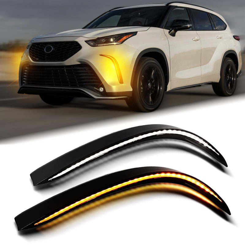 BINQIGOO Switchback LED Front Bumper Fog Light Daytime Running Lamp Dynamic Sequential Turn Signal White/Amber For Toyota Highlander 4TH 2021 2022 2023 XSE - Image 1