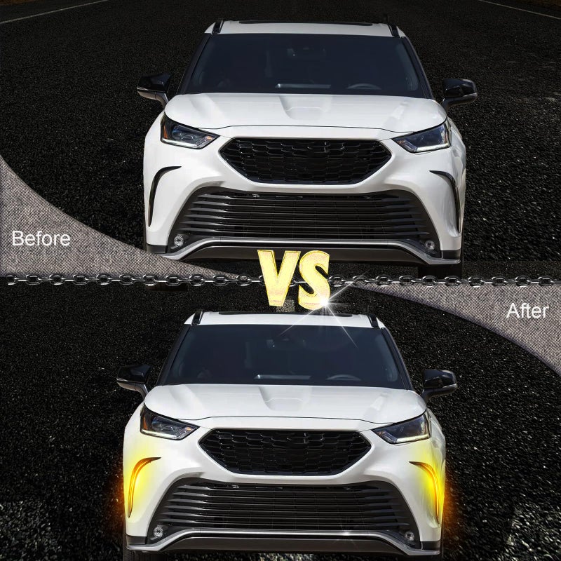 BINQIGOO Switchback LED Front Bumper Fog Light Daytime Running Lamp Dynamic Sequential Turn Signal White/Amber For Toyota Highlander 4TH 2021 2022 2023 XSE - Image 4