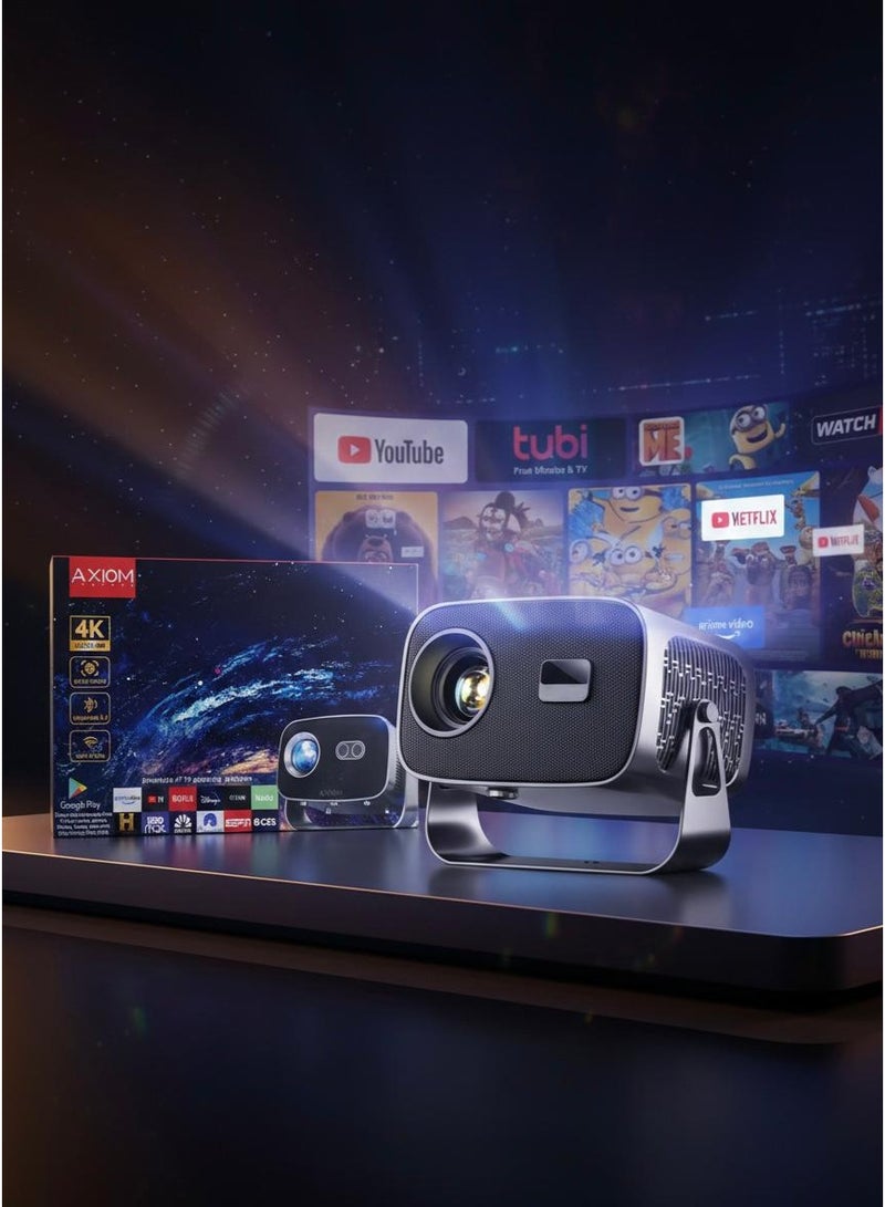 Axiom General 4K Smart Projector with WiFi 6 & Bluetooth 5.2, 5000 Lumens, 300” Display, Android 13, Home Cinema Projector for Gaming, Movies & Office - Image 1