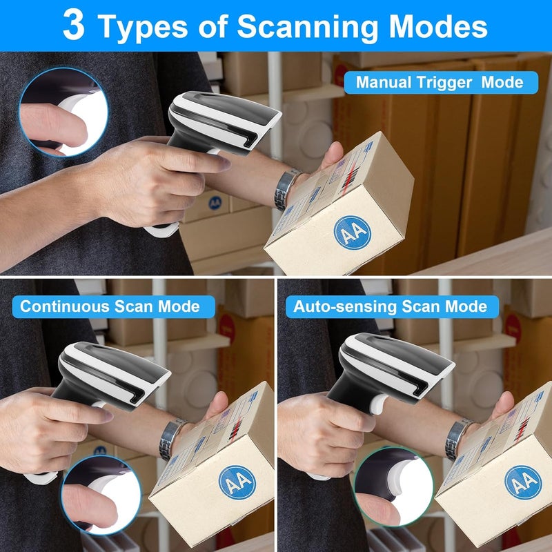 JRHC Wireless 1D 2D Barcode Scanner with Stand, Portable Bluetooth QR Code Scanner 2000mAh Battery Supports Screen Scan Handheld CMOS Image Bar Code Reader with USB Receiver for Computer POS and Wareh - Image 5