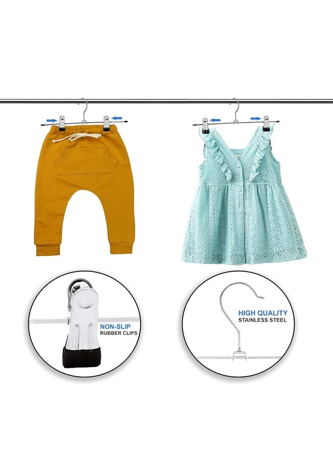 25Pack High Grade Metal Hangers With 2 Clips,Non-Slip Adjustable Clips for Trousers,Metal Trouser and Skirt Hangers,Sturdy and Durable,for Garment, Jeans Skirts and Shorts,for Adult and Kids,Black/Silver,30cm - Image 4