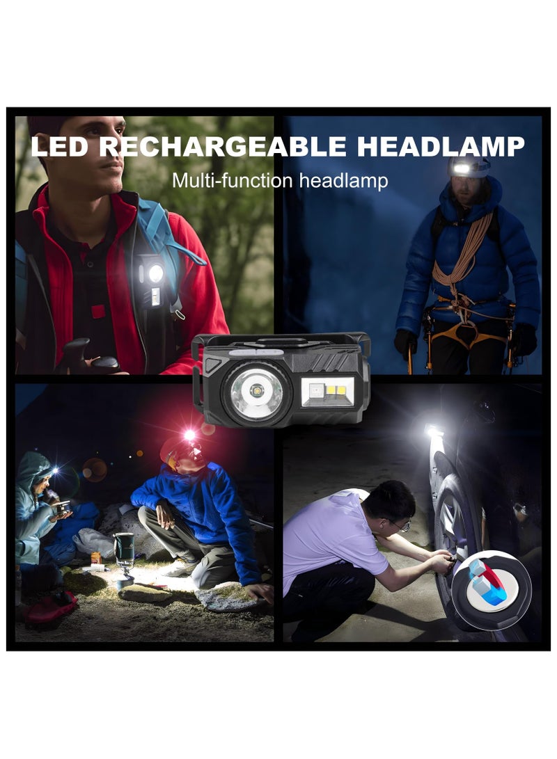 SYOSI LED Rechargeable Headlamp, Super Bright High Lumen Head Lamp, 800 Lumen Head Lamp with 9 Modes, Gesture Sensing, IPX4 Waterproof, Head Lights for Forehead - Image 2