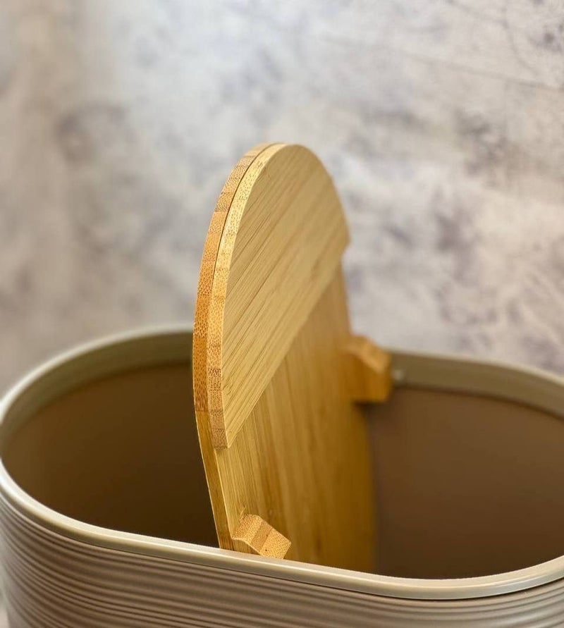 Premium 6-Piece Oval Bathroom Set with Toilet Brush Holder and Wooden Lid - Image 2