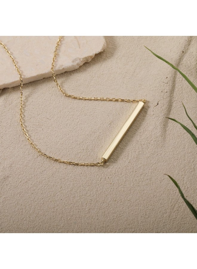 S.Leaf Choker Necklace For Women Gold Plated Necklace Bar Necklace For Women Sterling Silver Dainty Gold Necklace For Women(01_Horizontal_Gold) - Image 2