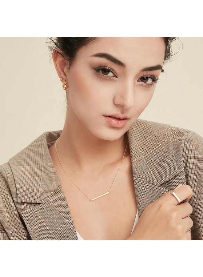 S.Leaf Choker Necklace For Women Gold Plated Necklace Bar Necklace For Women Sterling Silver Dainty Gold Necklace For Women(01_Horizontal_Gold) - Image 4