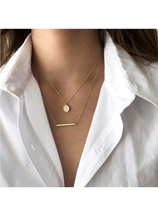 S.Leaf Choker Necklace For Women Gold Plated Necklace Bar Necklace For Women Sterling Silver Dainty Gold Necklace For Women(01_Horizontal_Gold) - Image 3