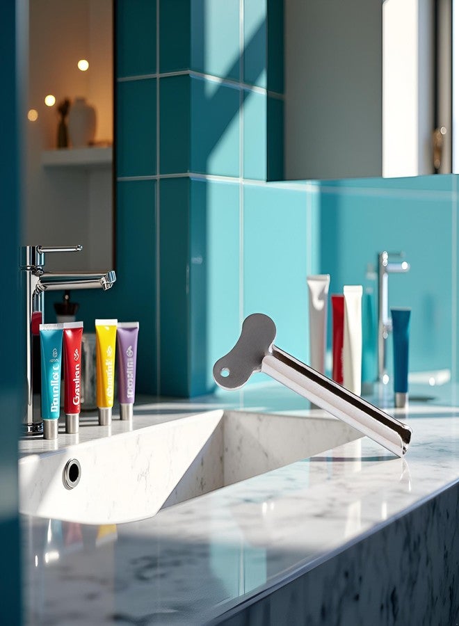 Sluswallow Silver Metal Toothpaste Squeezer Stainless Steel for Key Heart Shaped Tube Dispenser for Home Bedroom Bathroom Accessory Toothpaste Squeezer Stainless Steel Toothpaste Squeezer Roller, Tube Squeezers - Image 5