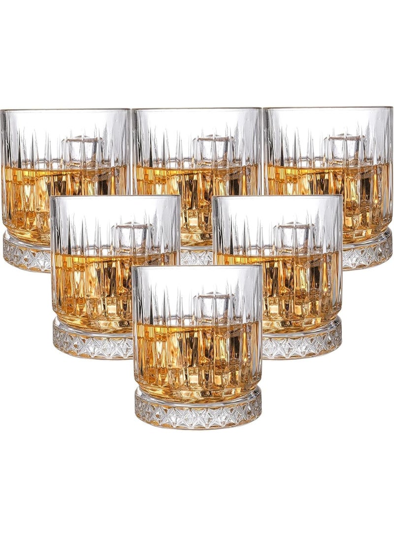 6 قطع من كؤوس الويسكي، كؤوس بار قديمة الطراز سعة 12 أونصة، كؤوس روكس سميكة وذات قاعدة ثقيلة