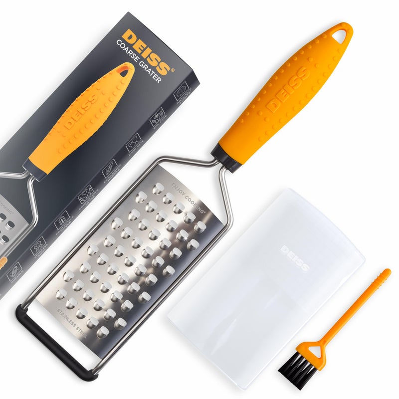 Deiss PRO Coarse Grater & Hand Held Cheese Grater - Sharp Stainless Steel Blades, Non-Slip Handle, Small Cheese Grater for Kitchen, Shredder, Dishwasher Safe - Image 1
