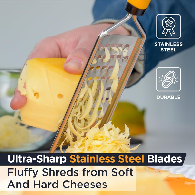 Deiss PRO Coarse Grater & Hand Held Cheese Grater - Sharp Stainless Steel Blades, Non-Slip Handle, Small Cheese Grater for Kitchen, Shredder, Dishwasher Safe - Image 3