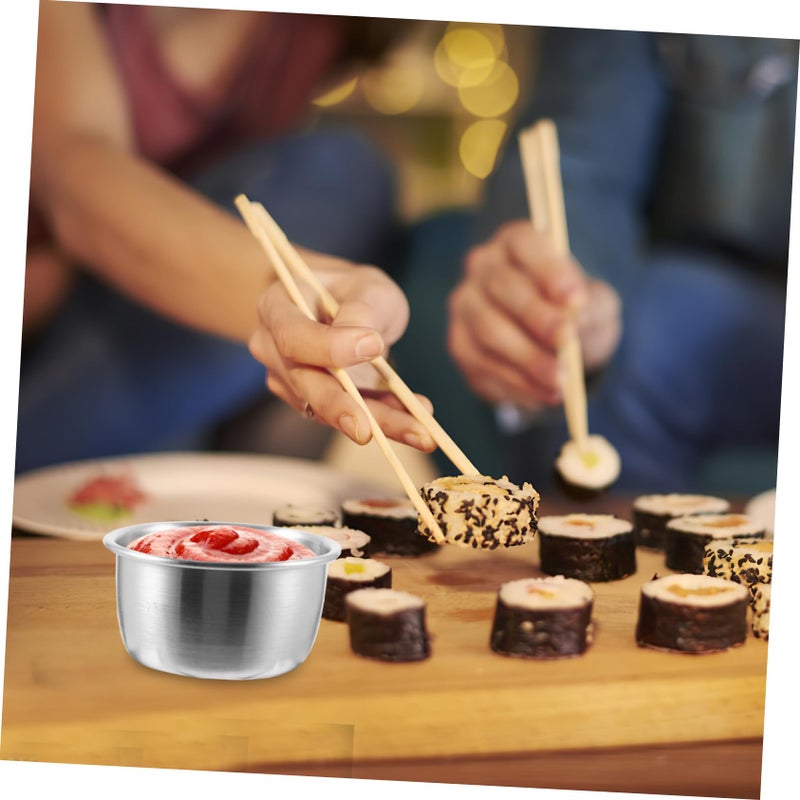 Stainless Steel Sauce Cups Set of 10 Dipping Bowls For Home Restaurant Party - Image 4