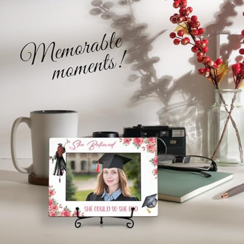 إطار صورة التخرج فئة 2025، إطارات صور مقاس 4 × 6 مع حامل حديدي، هدايا تهنئة للتخرج لها - لقد آمنت بأنها تستطيع ذلك فعلت ذلك H01 - Image 3