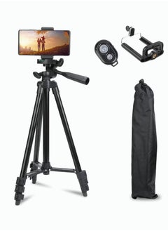 51 Inch Extendable Phone Tripod and Camera Stand with Bluetooth Remote and Clip